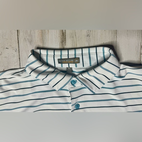 Peter Millar Shirt Mens XL White Striped Summer Comfort Polo Golf Classiccore - Picture 4 of 9